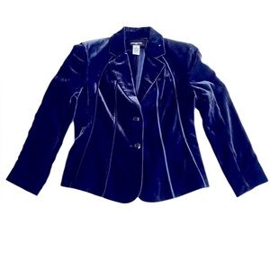 Jones New‎ York Navy Blue Velvet Silk Tailored Blazer – Size 8P